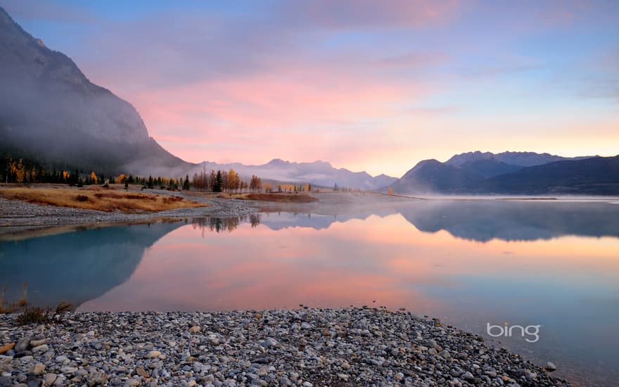 Abraham Lake on the North Saskatchewan River in Alberta, Canada