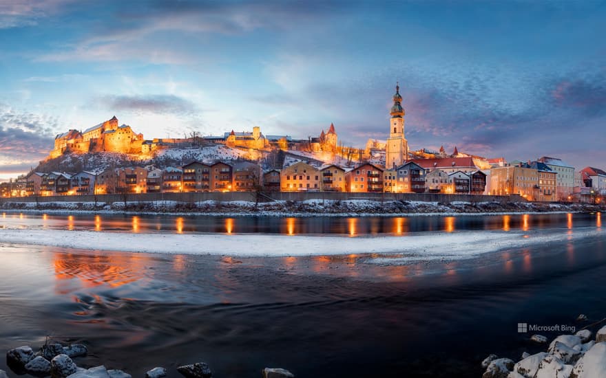 Burghausen town and Salzach river, Bavaria, Germany