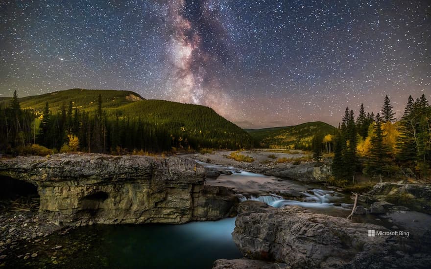 Milky Way over the Elbow River in southern Alberta, Canada