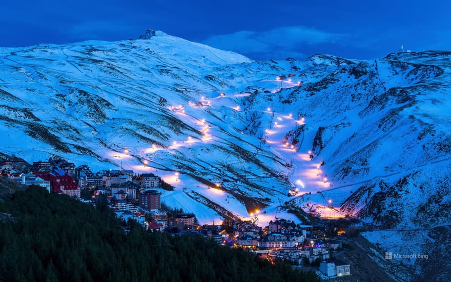 Pradollano ski resort, Sierra Nevada National Park, Andalusia, Spain