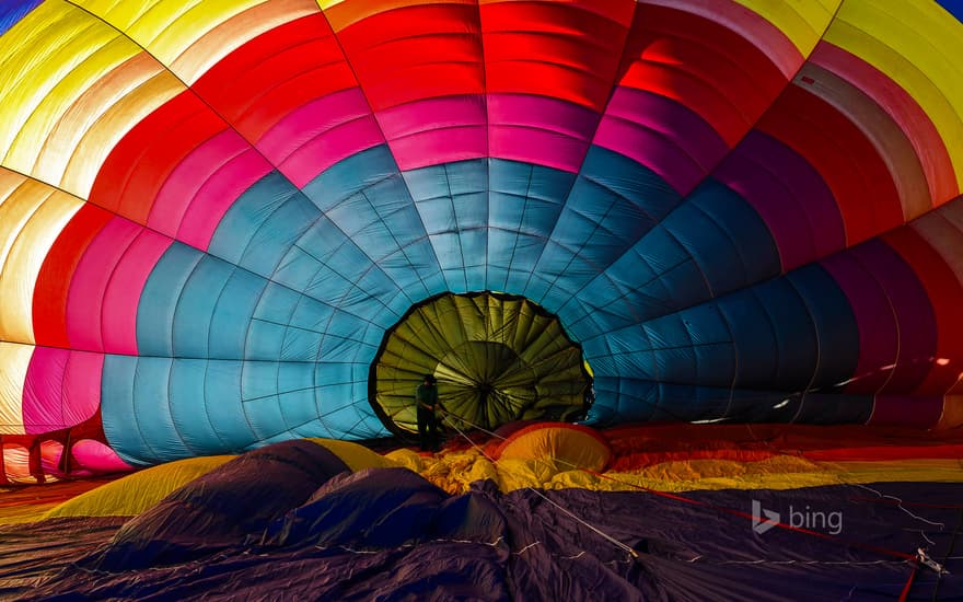 Hot air balloon inflating for the Winthrop Balloon Festival in Washington State